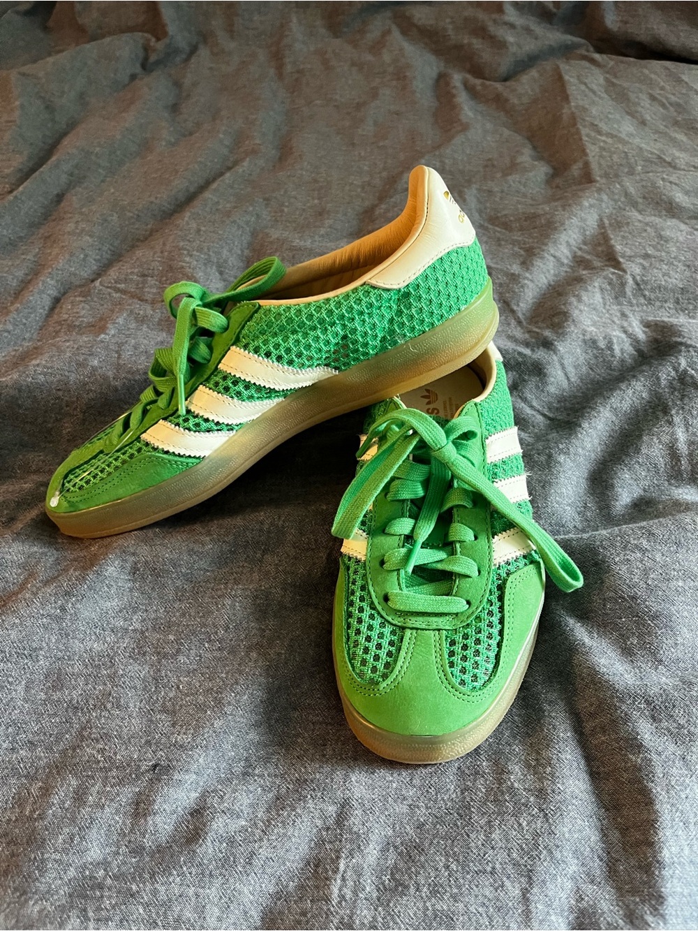 adidas Green Mesh and Suede Trainer